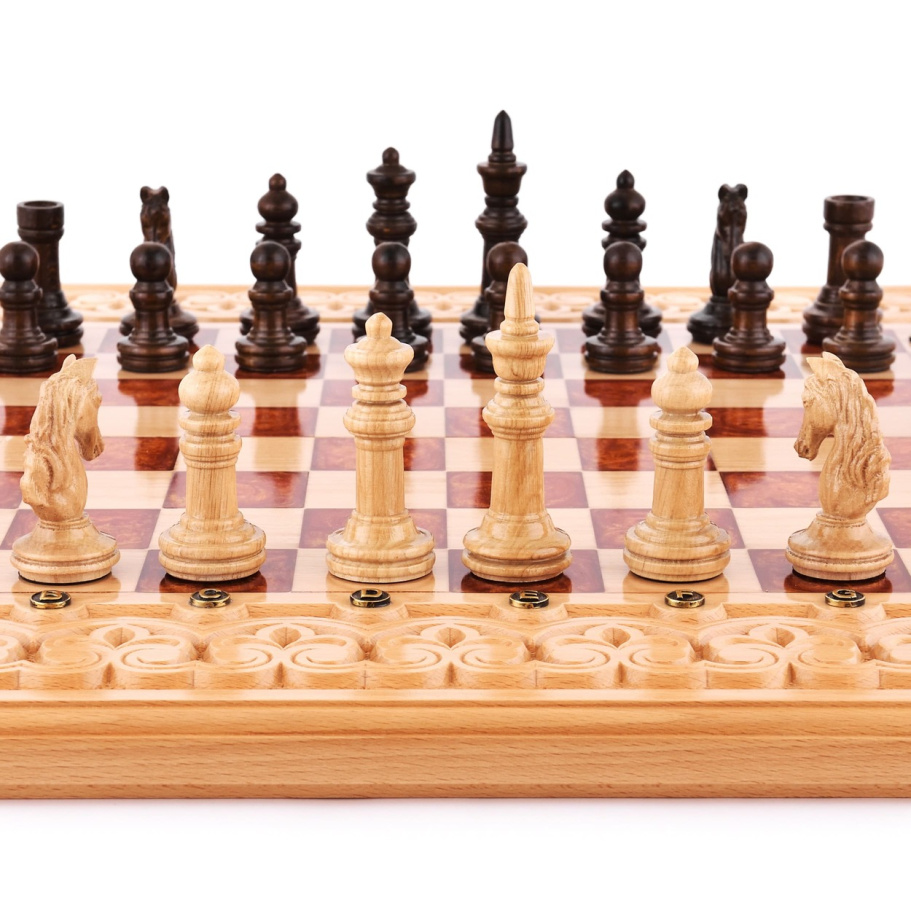 Шахматы + нарды резные "Гелиодор" большие, 60 купить в Санкт-Петербурге