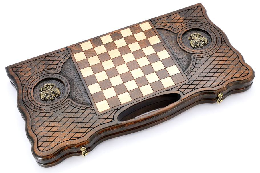 Нарды резные  "Герб России 4"  большие 60, Harutyunyan купить в Санкт-Петербурге