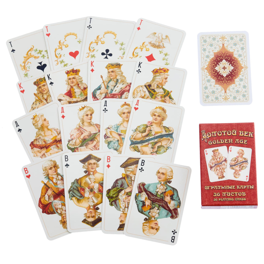 Карты игральные "Золотой Век", красная рубашка, 36 карт купить в Санкт-Петербурге