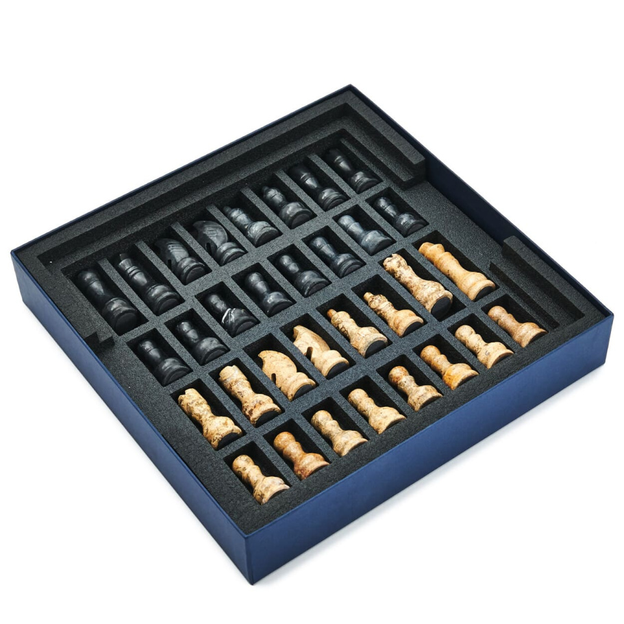 Шахматы каменные "Карфаген" мрамор и ракушечник 40 купить в Санкт-Петербурге