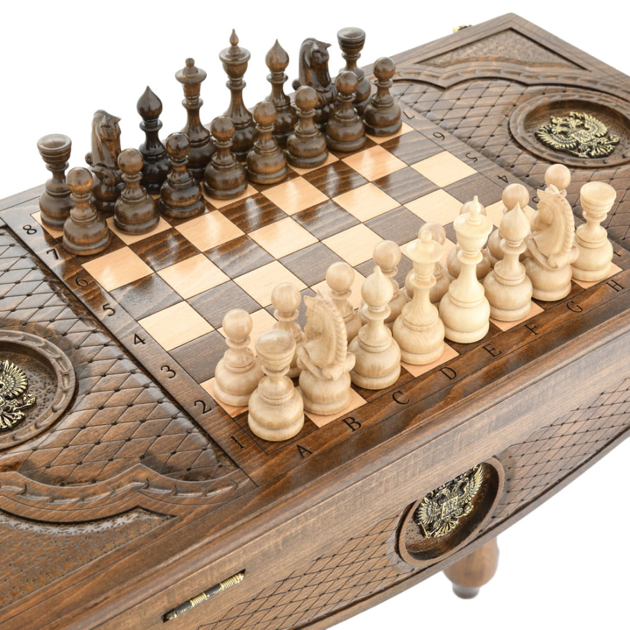 Стол ломберный Шахматы + Нарды резные "Родина" 60, Harutyunyan купить в Санкт-Петербурге