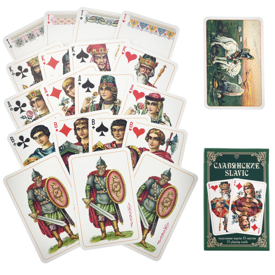 Карты игральные "Славянские" зеленая рубашка, 55 карт купить в Санкт-Петербурге