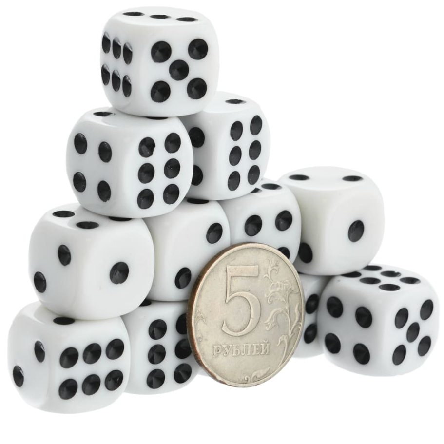 Кости игральные "Стандарт" пластик, белые, 15 мм (2 шт.) купить в Санкт-Петербурге