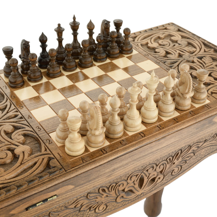 Стол ломберный Шахматы + Нарды резные "Эспада" 60, Harutyunyan купить в Санкт-Петербурге