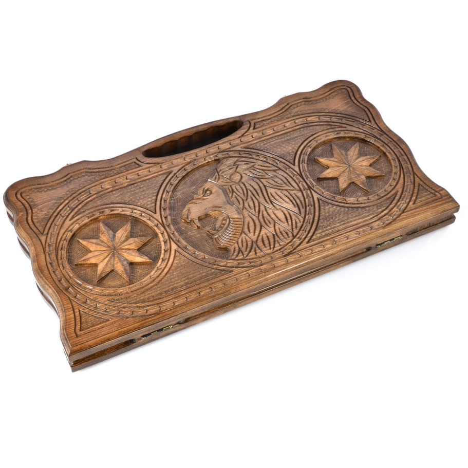 Нарды резные "Лев со звездами" большие 60, Harutyunyan Нарды резные "Лев со звездами" большие 60, Harutyunyan