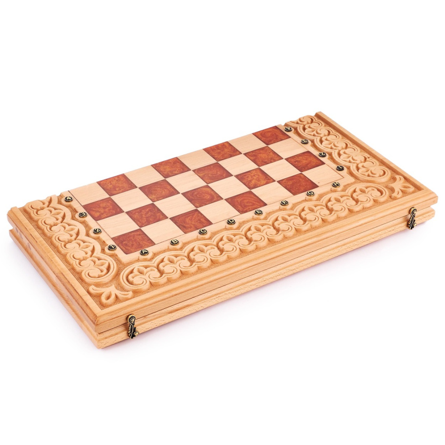 Шахматы + нарды резные "Гелиодор" большие, 60 купить в Санкт-Петербурге