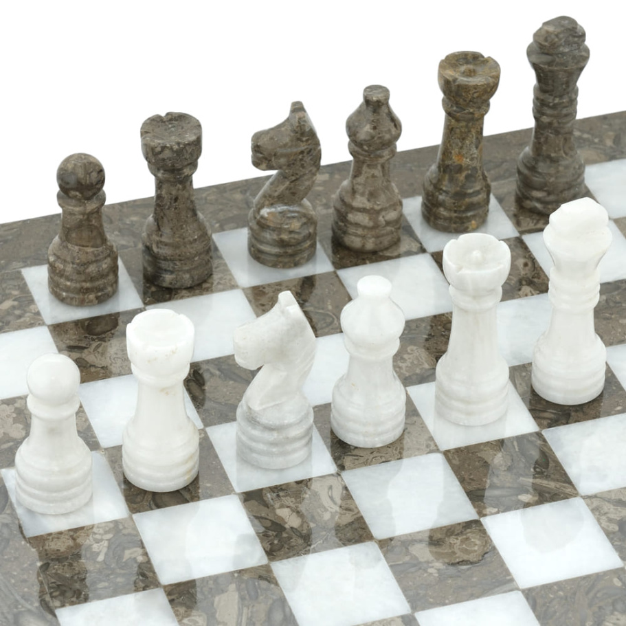 Шахматы из камня "Одиссея" серый мрамор 30 купить в Санкт-Петербурге