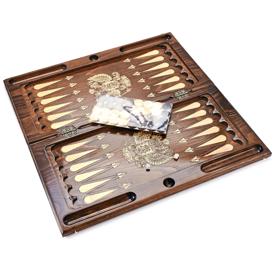 Нарды резные Рэкто "Герб России"  большие 60, Harutyunyan купить в Санкт-Петербурге