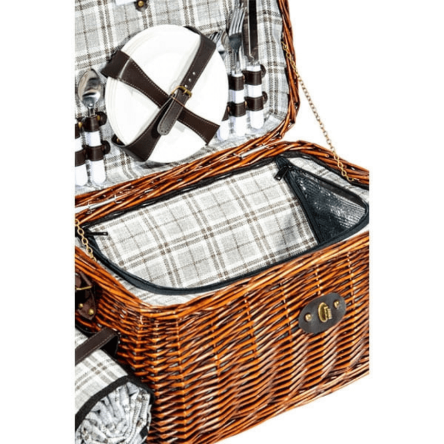 Корзина для пикника Рассвет (на 4 персоны) с пледом купить в Санкт-Петербурге