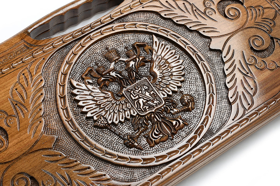 Нарды резные "Герб России"  большие 60, Harutyunyan купить в Санкт-Петербурге