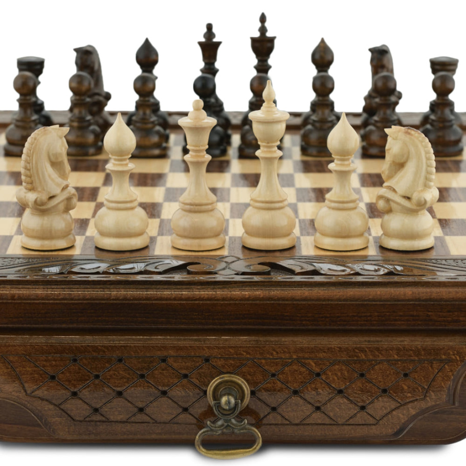 Шахматы резные в ларце с ящиками "Simba" 40, Harutyunyan купить в Санкт-Петербурге