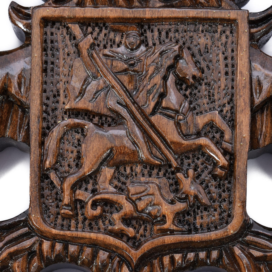 Панно настенное резное "Герб России" из дерева купить в Санкт-Петербурге