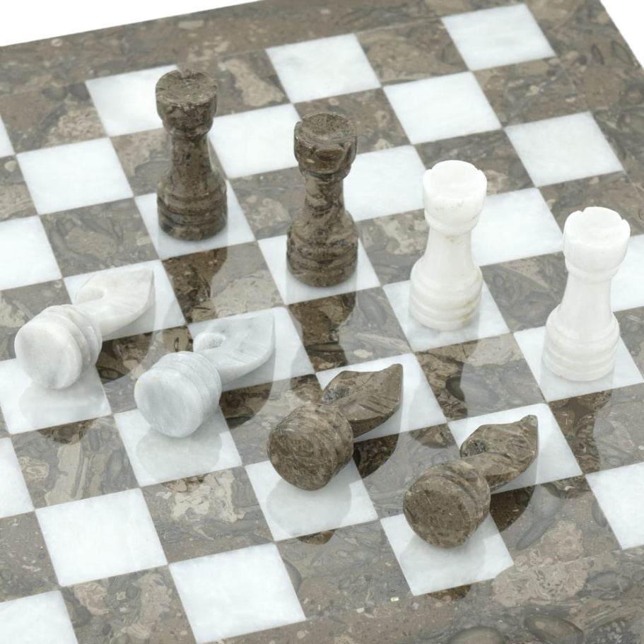 Шахматы из камня "Одиссея" серый мрамор 30 купить в Санкт-Петербурге