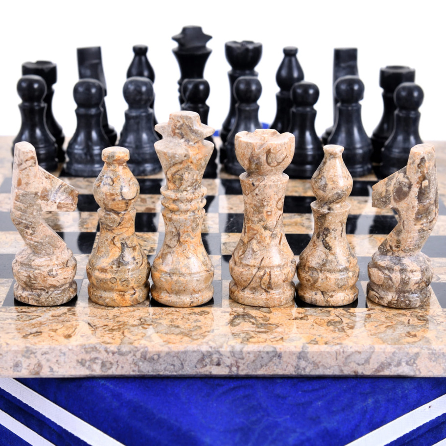 Шахматы из камня "Артер Карфаген" мрамор и ракушечник 25 купить в Санкт-Петербурге